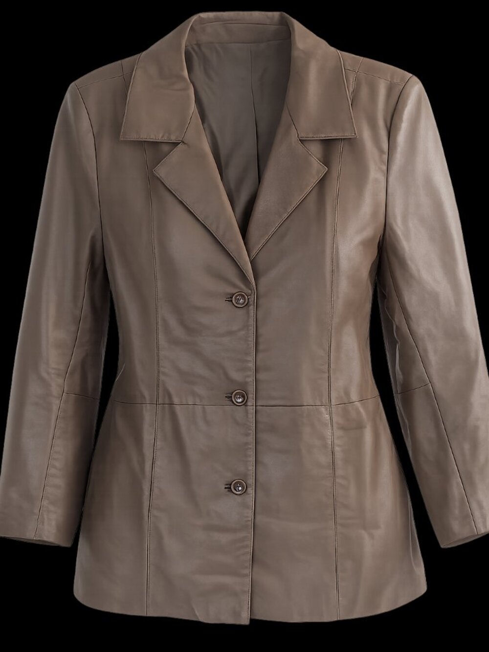 Vintage Dialogue Women's Brown 100% Leather Blazer Jacket 1X Plus Button Front